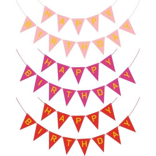 Happy Birthday Letter Banner Decorations Kids Baby Shower Birthday Decorative Tri-angle Hanging Alphabet Bunting Flags