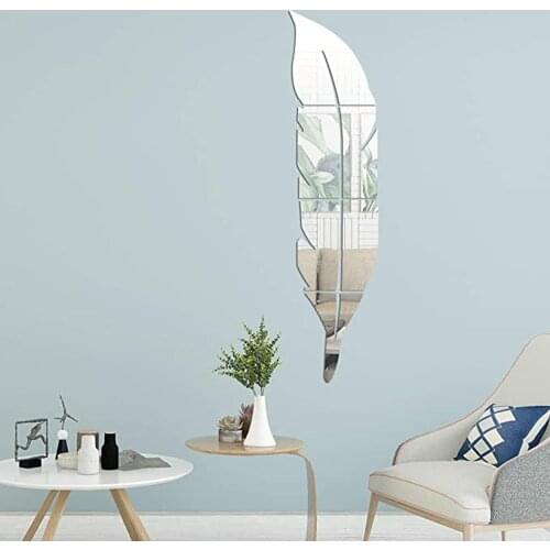 DIY Feather Plume 3D Mirror Wall Sticker for Living Room Art Home Decor Vinyl Decal Acrylic Sticker Mural Wall Decor Wallpaper