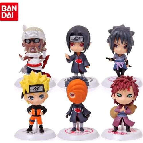 6pcs 19th generation Naruto: Shippuden Q version action figure Uchiha Sasuke Naruto Gaara model decoration childrens gift