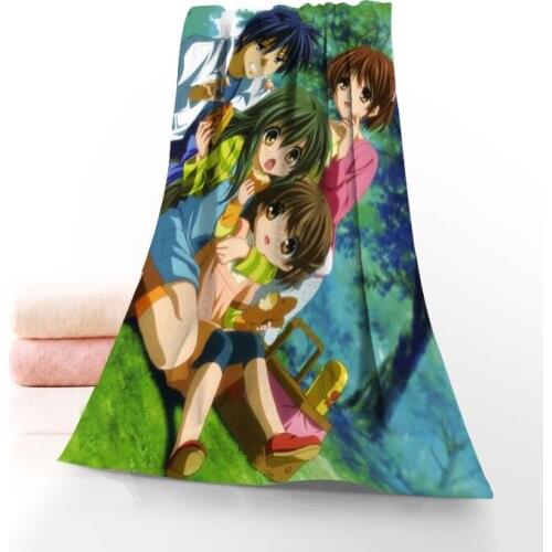 Hot Custom clannad Towel Printed Cotton Face/Bath Towels Microfiber Fabric For Kids Men Women Shower Towels
