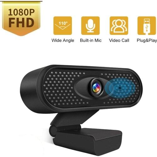 HD 1080P Web Camera with Microphone USB Webcam with 110-Degree Wide View Angle Video Conference Live Broadcast for Computer PC
