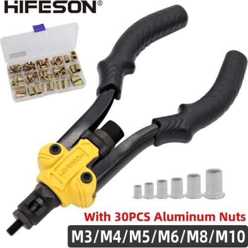 HIFESON Hand Rivet Nut Gun Insert threaded Mandrels Manual Riveters Nut Gun for Riveting M3 M4 M5 M6 M8 M10 Nuts Iron Nut Set