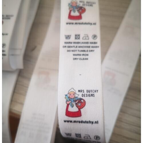 Custom private lablewhite beige cotton handmade Labels children kid Clothing Name Tags Handmade tags Color print cotton labels