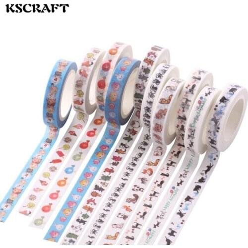 KSCRAFT 8mm*7m Adhesive Tape for Scrapbooking DIY Craft Sticky Deco Masking Japanese Paper Washi Tape Multicolour