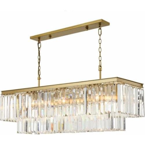 Square Gold Crystal chandeliers American Crystal chandeliers For Restaurant Dining Room Bedroom Study Room Living Room LED Bulbs