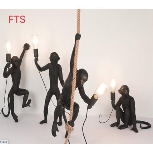 Italian monkey twine chandelier clothing store lamp retro industrial wind animal resin twine lamp Nordic chandelier