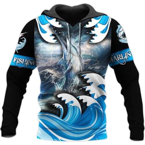 Fashion mens Hoodie marlin fishing 3D all over felpa stampata Unisex harajuke casual