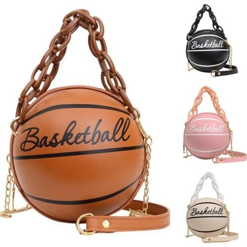 Fashion Female Leather Pink Basketball Bag 2020 New Ball Purses For Teenagers Women Shoulder Bags Crossbody Chain Hand Bags
