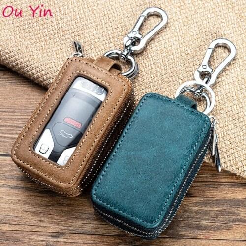 Fashion Leather Car Key Case for Men and Women Multifunctional Double-layer Waist Large Capacity Universal Car Key Case