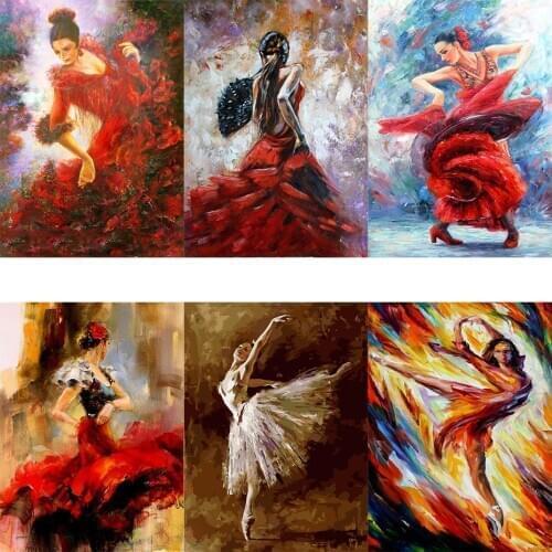 Tapb Oil Painting By Number Abstract Dancing Girl Hand Painted Paintings Drawing On Canvas DIY Pictures By Numbers Home Decor