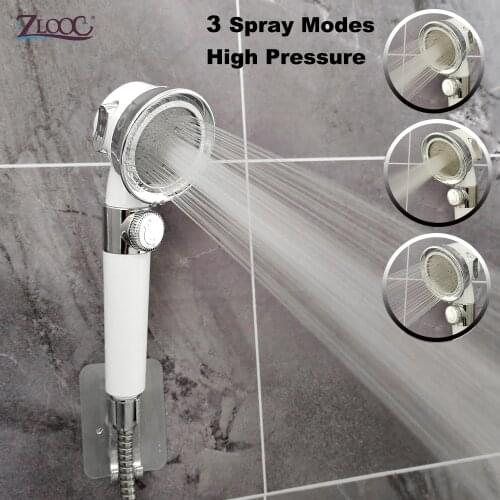 Zloog Pressurized Shower Water Saving 3 Modes Adjustable Bathroom Spa High Pressure Shower Heads