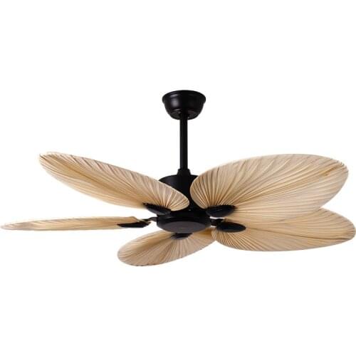 2020 New High Quality Manufacture Factory Price Natural Breeze Palm Leaf Fan Blades 220V Remote Control Ceiling Fan Living Room