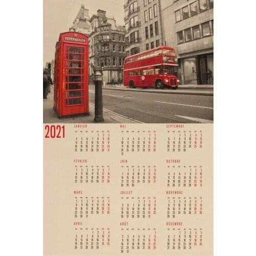 London City Paris Street travel 2021 Calendar in French Posters and Landscape Bus Booth Big Ben Poster with custom photos