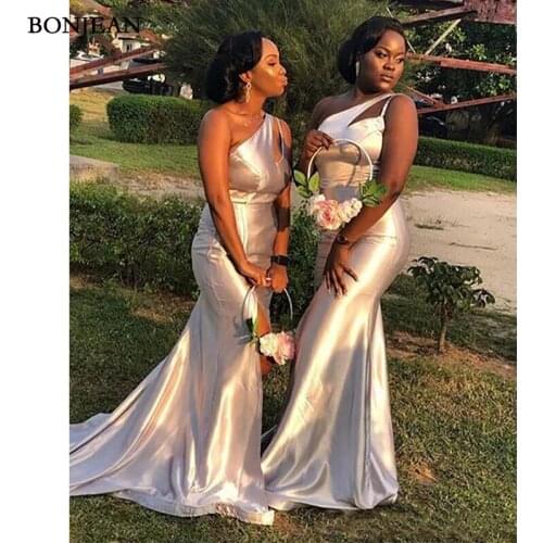 South Africa Style Mermaid Bridesmaid Dresses Long One Shoulder Maid Of Honor Dress Plus Size Formal Wedding Guest Gowns Custom