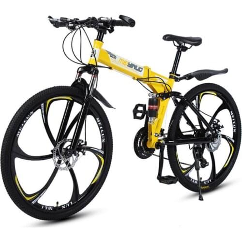 Mountain Bike Suspension 26 Inch Folding Mountain Speed Bike Adult Men Off-Road Shock Absorption Disc Brake Racing Bicycle
