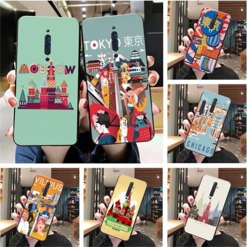 Moscow Tokyo Venice city poster Phone Case For Oppo A5 A9 2020 Reno2 z Renoace 3pro A73S A71 F11