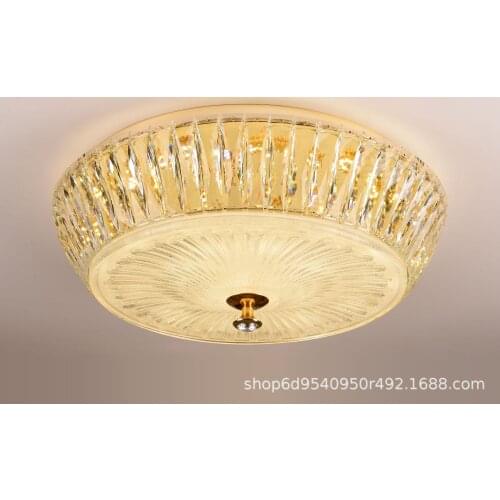 Postmodern simple personality romantic Tmall elf model bedroom study gold K9 light luxury crystal lamp LED round ceiling lamp