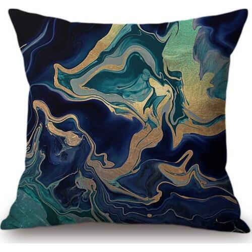 Blue Color Melting Marble Stone Texture Creative Sofa Throw Pillow Case Pink Red Cotton Linen Concise Cushion Cover Dropshipping