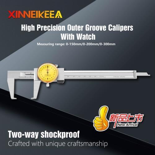 High Precision Non-standard Caliper Measuring Tools Flat Head outer Groove With Watch Caliper 0-150mm Stainless Steel Caliper