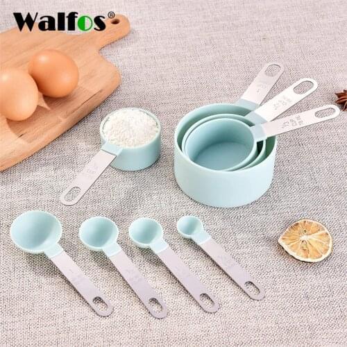 Walfos Hot Selling 8 Pieces /Set Kitchen Measuring Cup Measuring Tools Measuring Spoons Baking Spoon Of Sugar Coffee Sets