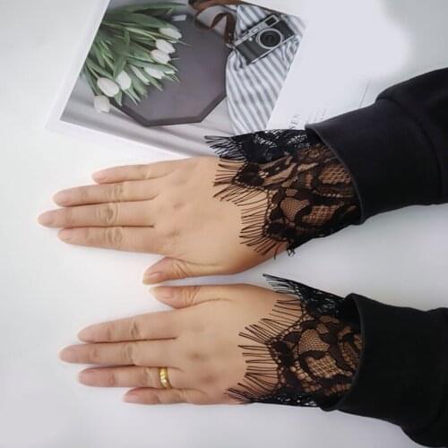 Women Sexy Lace Gloves Elastic Arm Sleeve Sunscreen Long Fingerless Driving Mittens Covered Scar Sun Protection Hollow Sleeves