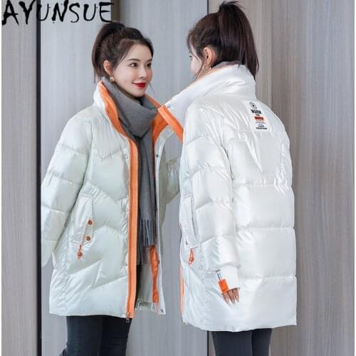 AYUNSUE Winter Jacket Women Jackets for Woman 2021 Womens Warm Parkas Female Midi Long Sequins Clothes Sobretudo Feminino HLY87