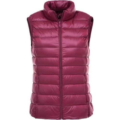 Winter Plus Size 4XL Womens Down Vest Ultra Light Short Stand collar Sleeveless Vest Casual Waistcoat Autumn Coat Slim Parkas