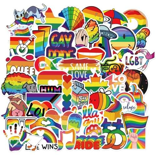 10/50PCS Lesbian Gay Colorful Rainbow Stickers Aesthetic Laptop Water Bottle Waterproof Graffiti Decal Sticker Packs Kid Toy