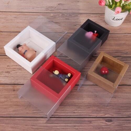 10pcs/lot Kraft Black White Red Paper Box Blank Paper Gift Packaging Box Cardboard Box With Clear Lid Frosted Drawer Gift Box