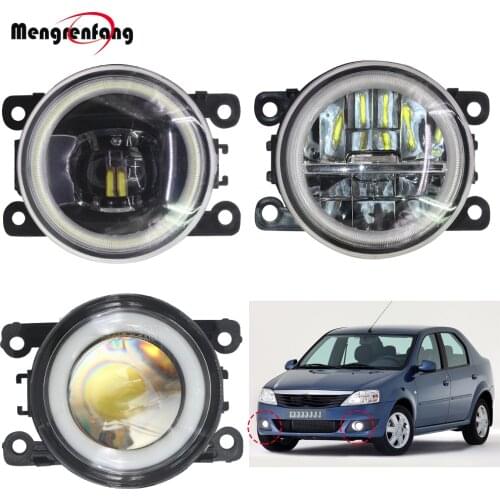 2 X Car Styling Front Fog Light LED Halo Ring Angel Eye Daytime Running Light 4000LM 12V For Renault Logan 2004-2015
