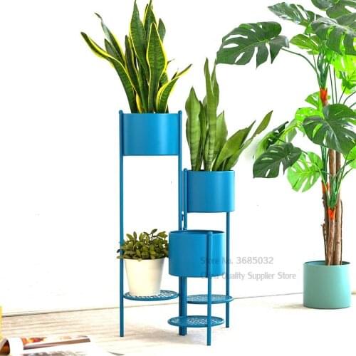 3 pcs Nordic matel Flower Shelf Rack Living Room Iron Flower Pot Rack Indoor Simple Floor-standing Decoration Macaron Color