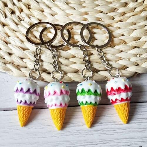 30pc/lot Creative simulation food resin ice cream key chain /Lovely gift key chain/key button/party Favors gift