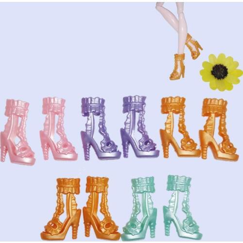 5pairs/lot New Fashion Doll Shoes Stylish Accessories High Heels Shoes For Monster High Doll Party