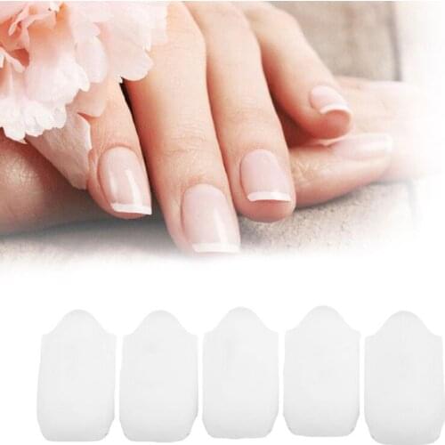 5Pcs/Set White Plastic Nail Art Soak Off Finger Cap Clip UV Gel Polish Remover Tips Reusable Screen Touch Wrap Tools Manicure