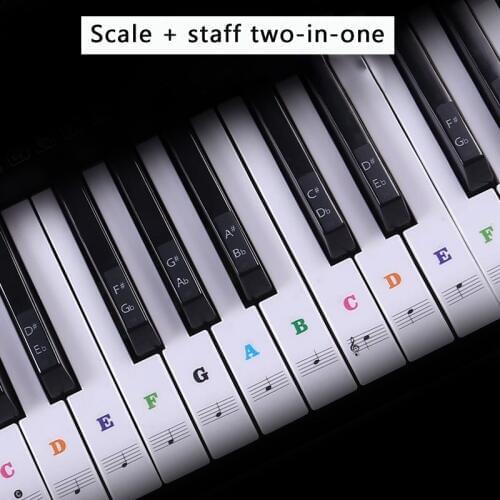 54/61/88 Key Piano Sticker Transparent Piano Keyboard PVC Sticker Piano Stave Electronic Keyboard Sound Name Note Sticker