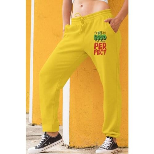 Angemiel Wear İ Am Not Just Good Yellow Women Sweatpants