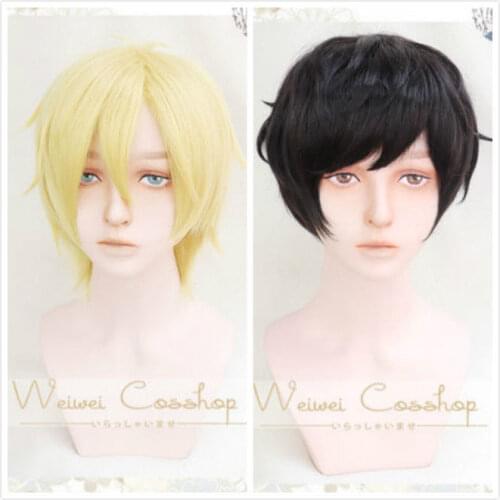 Anime BANANA FISH Ash Lynx Short Blonde Eiji Okumura Black Cosplay Hair Wig