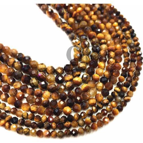 Natural Small Faceted Yellow Tigereye Tigers Eye Tiger Eye Tiger Eyes Beads Round Beads DIY Jewelry Making Necklace Bracelet
