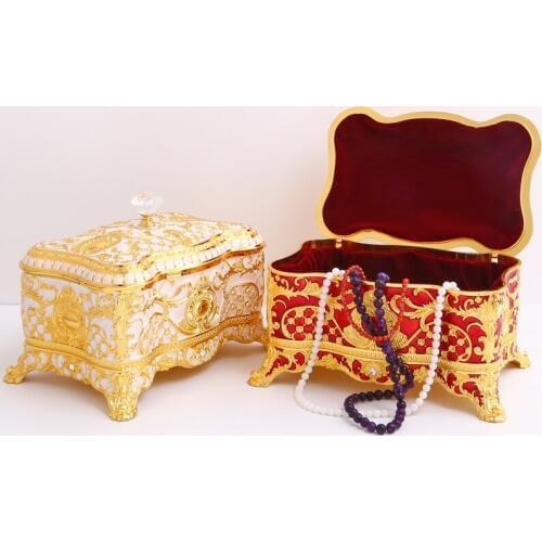 Europe rectangle With diamond metal jewelry box storage case for home/wedding table decorative storage box organizer Z148