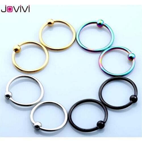Jovivi Stainless Steel 16G 10mm Hoop Ear Tragus Helix Tongue Nipple Nose Captive Rings Cartilage Earrings Body Piercing Jewelry