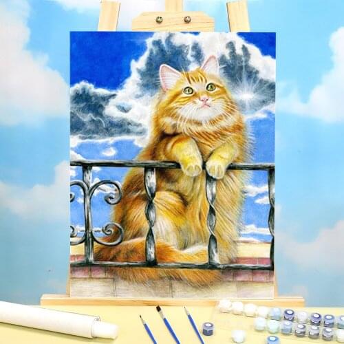 Cat Animal DIY Painting By Numbers Set Oil Paints 40*50 Painting On Canvas Home Decoration For Wholesale
