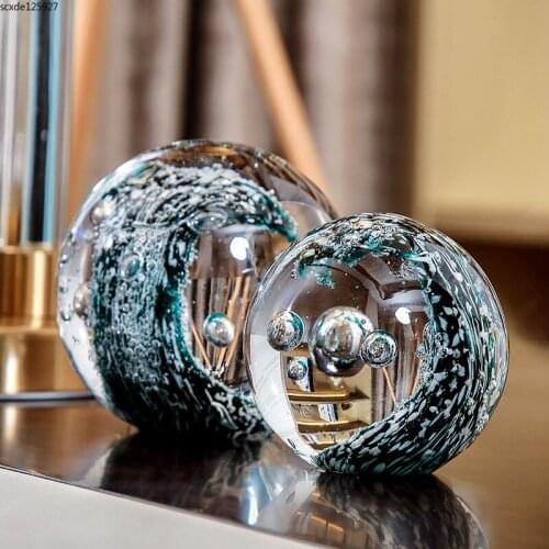 Creative Abstract Wave Crystal Ball Living Room TV Cabinet Decoration Crafts Art Transparent Crystal Ball Gift Home Decoration