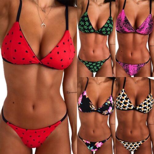 Swimwear Women Sexy Bikini 2020 New Swimsuit Print Floral Low Waist Bikini Set Bathing Suit Biquini Beachwear Summer Two Piece L