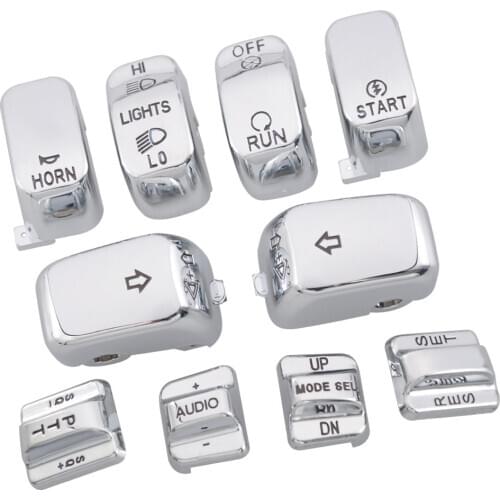 Motorcycle Chrome/ Black Hand Control Switch Button Caps Cover For Harley 96-13 FLHTCU FLHTK FLTR FLTRU 09-13 FLHTCUTG