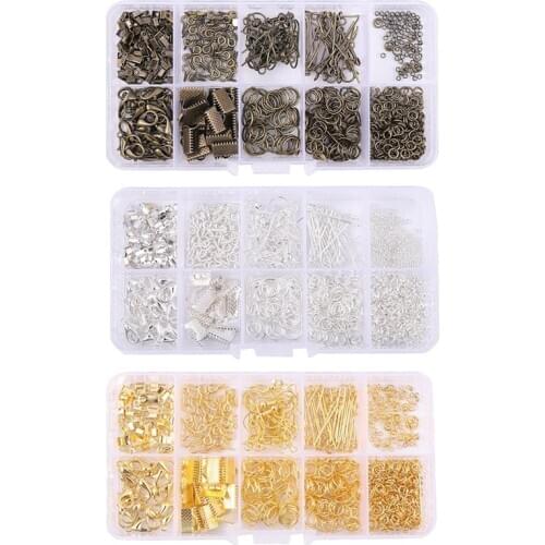 DIY Jewerly Making Starter Kit Set Metal Earring Bracelet Necklace Crafts Wire Open Rings Earring Hook Jewerly Accessories Tool