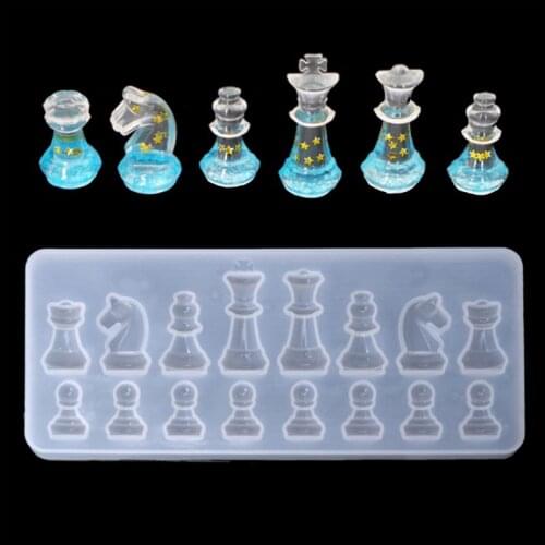 Resin Casting Molds Set by Garloy,2Pcs 3D Chess Clear Silicone Mold for Making Polymer Clay Crafting Resin Epoxy