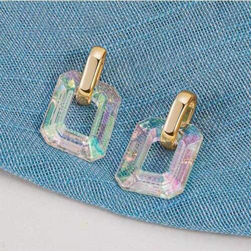 LOVR New Square Acrylic Drop Earrings For Women Fashion Transparent Statement Pendant Earrings Party Gifts Costume Jewellery