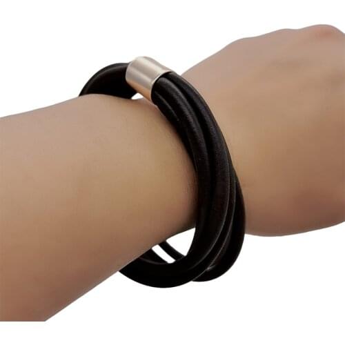 UKEBAY New Black Rubber Bangles For Women Gothic Bracelet Handmade Design Vintage Chain Gold Color Bead Jewelry Festival Bangles