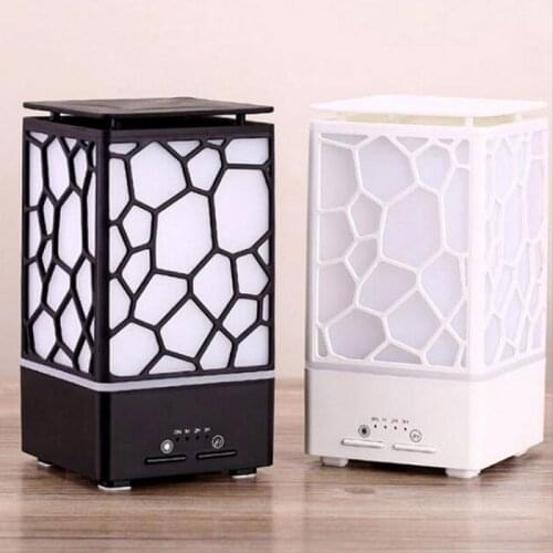 New Humidifier Water Cube Creative Wood Grain Aromatherapy Lamp Color Night Light Diffuser Office Desktop Decoration