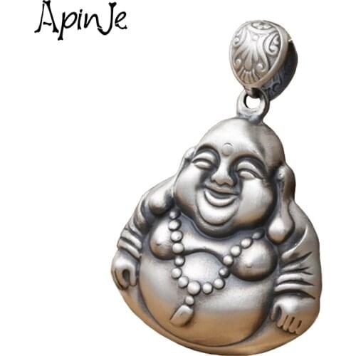Apinje 999 Pure Silver Buddha Pendant Men And Women Necklace Pendant Fine Jewelry